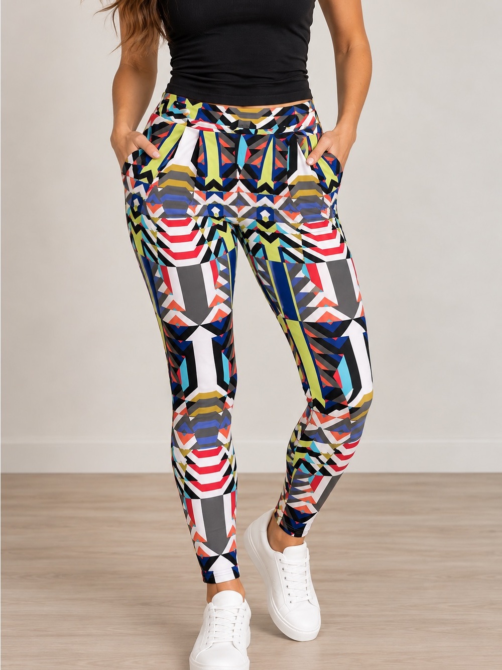 Made in USA Bebe Geometric Abstract Print Leggings Pant Small Y2K